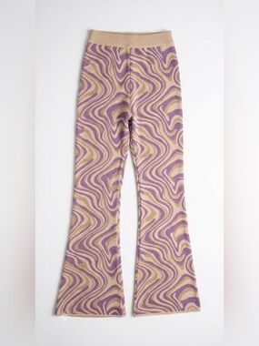 NWOT Princess Polly Zena Flare Knit Pants, XS, Lavender, Taupe & Cream